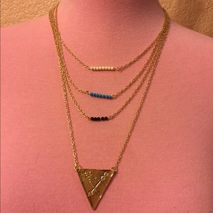 🌟 Awesome BoHo Western 4 layered chains beaded arrows triangle ⭐️